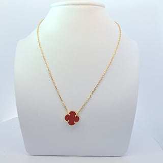 14Kt Red One Clover Necklace