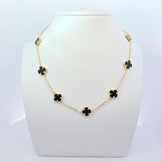 14Kt Black Eleven Clover 9MM Necklace
