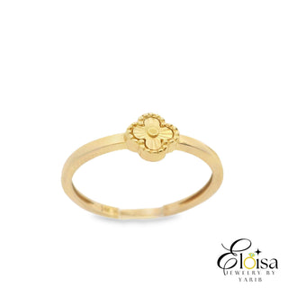 14Kt Extra Small All Yellow Clover Point Center Ring