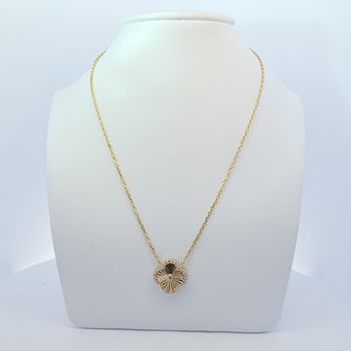 14Kt Gold And Zirconia One Clover Necklace