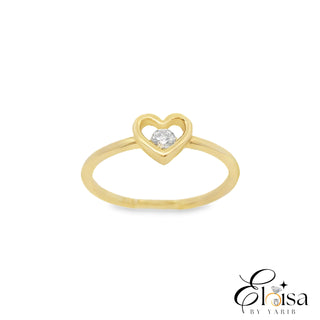 14Kt Open Heart with Cz Center Ring