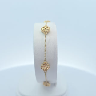 14Kt Gold Five Clover 7.5MM Bracelet