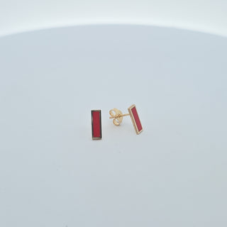 14Kt Coral Bar Inlay Stud Earring