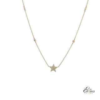 14Kt Star Single Pave Diamond Necklace