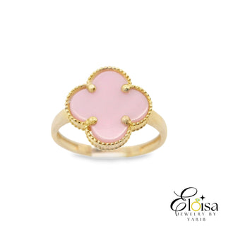 14Kt Medium Pink  Clover Ring