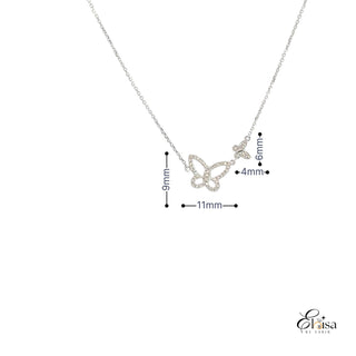 White Gold Butterfly Single Micro Pave Diamond Necklace