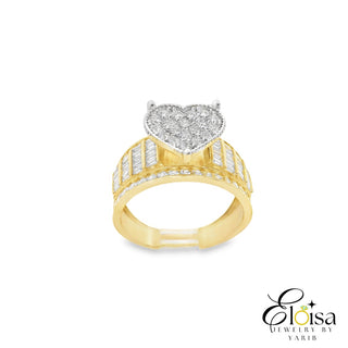 14Kt Gold Ring with Heart Princess Style