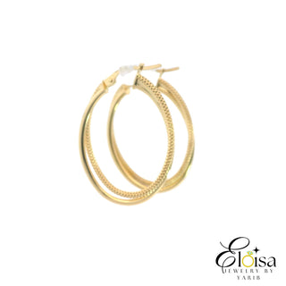 14Kt Oval Two in One Hoops Earrings