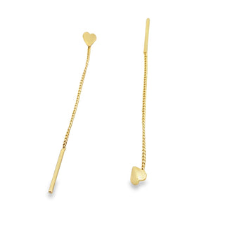 14Kt Heart with Chain Drop Earring