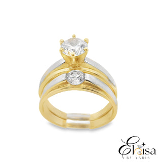 14Kt Two Tones CZ Center Engagement Ring