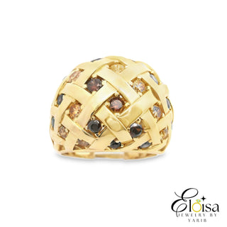 14Kt Style Domo With Colors Cz Ring