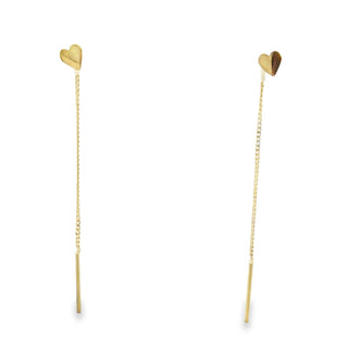 14Kt Heart with Chain Drop Earring