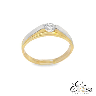 14Kt Two Tones Wedding Band with Cz Center Ring