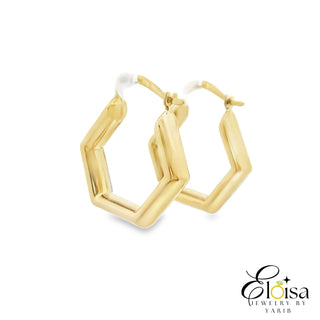 14Kt Heptagon Hoops Earrings 20.5 MM