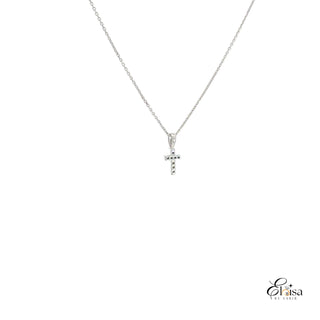 14Kt Yellow Gold Tiny Cross Single Prong Diamond Necklace