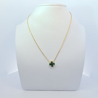 14Kt Green One Clover Necklace