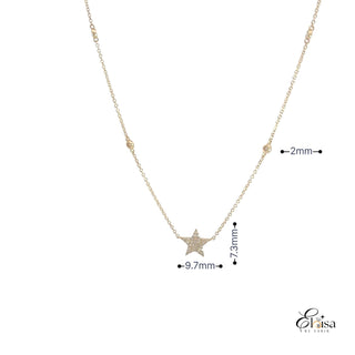 14Kt Star Single Pave Diamond Necklace