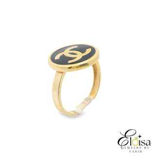 14Kt Black Enamel With CC - Ring