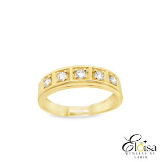 14Kt Wedding Band  with 5 Cubic Zirconia