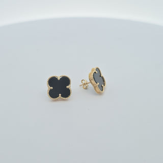 14Kt Black Clover 13MM Stud Earring