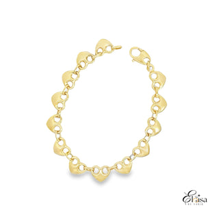 14Kt Heart Style Marina Puff Bracelet 8.5 mm