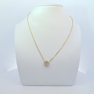 14Kt White One Clover Necklace