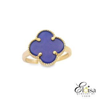 14Kt Medium Blue  Clover Ring