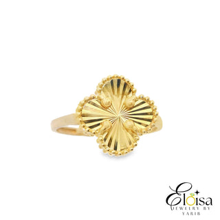 14Kt Medium All Yellow Clover Ring
