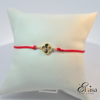 14Kt Gold Flower Red Corb Bracelet