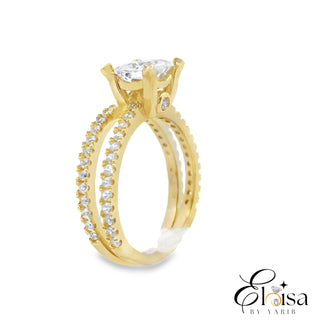 14Kt Fancy Square Zirconia Engagement Ring