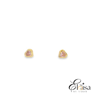 14K Mini Pink Heart Screw Back