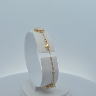 14Kt White Five Clover 13.5MM Bracelet