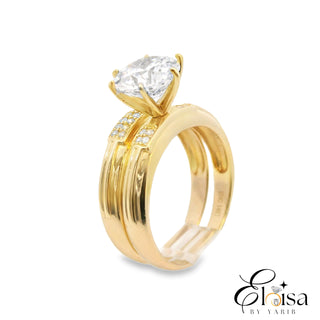 14kt Two Lines  Duo Engagement Ring