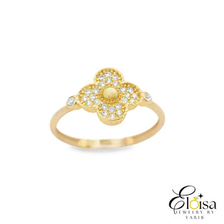 14Kt Elegant Flower Half Ball Center Ring
