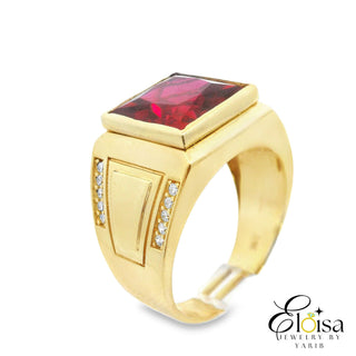 14Kt Red Cubic Zirconia Up Ring