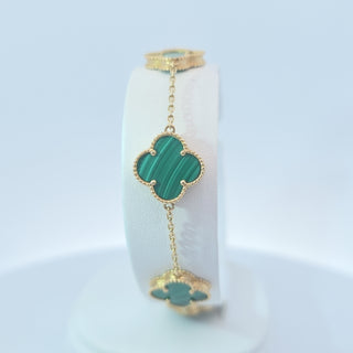 14Kt Green Five Clover 13MM Bracelet