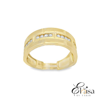 14Kt Satin Ring with Diamond Line in the Center