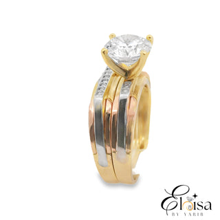 14Kt Tri Color Duo Engagement Ring