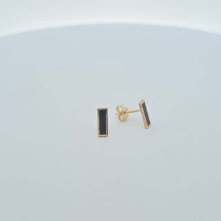 14Kt Onyx Bar Inlay 10MM Stud Earring