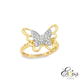 14Kt Micro Pave Butterfly Ring