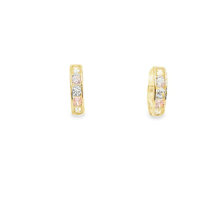 14Kt Pink Classic Cubic Zirconia Huggies 11.5 mm