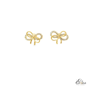 14Kt Double Bow Diamond Earring