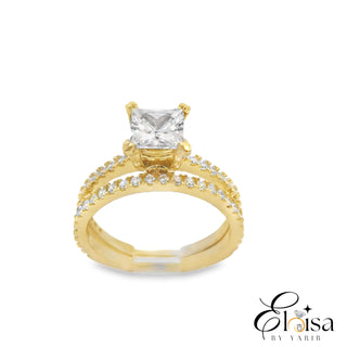 14Kt Fancy Square Zirconia Engagement Ring