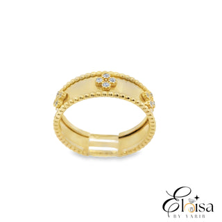 14Kt Band Inspired with Flower Ring