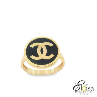 14Kt Black Enamel With CC - Ring