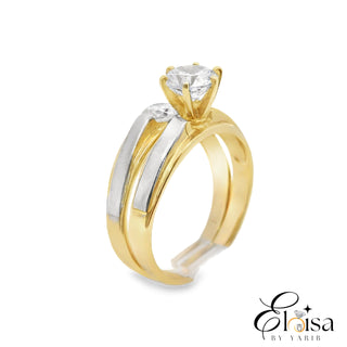 14Kt Two Tones CZ Center Engagement Ring