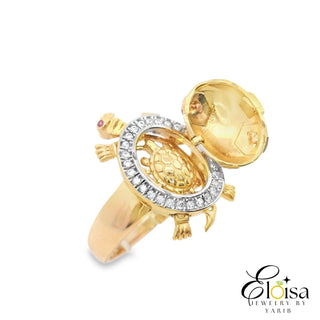 14Kt Turtle With Baby Inside Ring