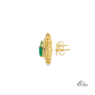 14Kt Diana Style Emerald Diamond Earrings
