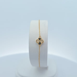 14Kt Gold One Clover 7.7MM Bracelet