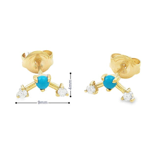 14Kt Turquoise And Diamond Fashion Earring